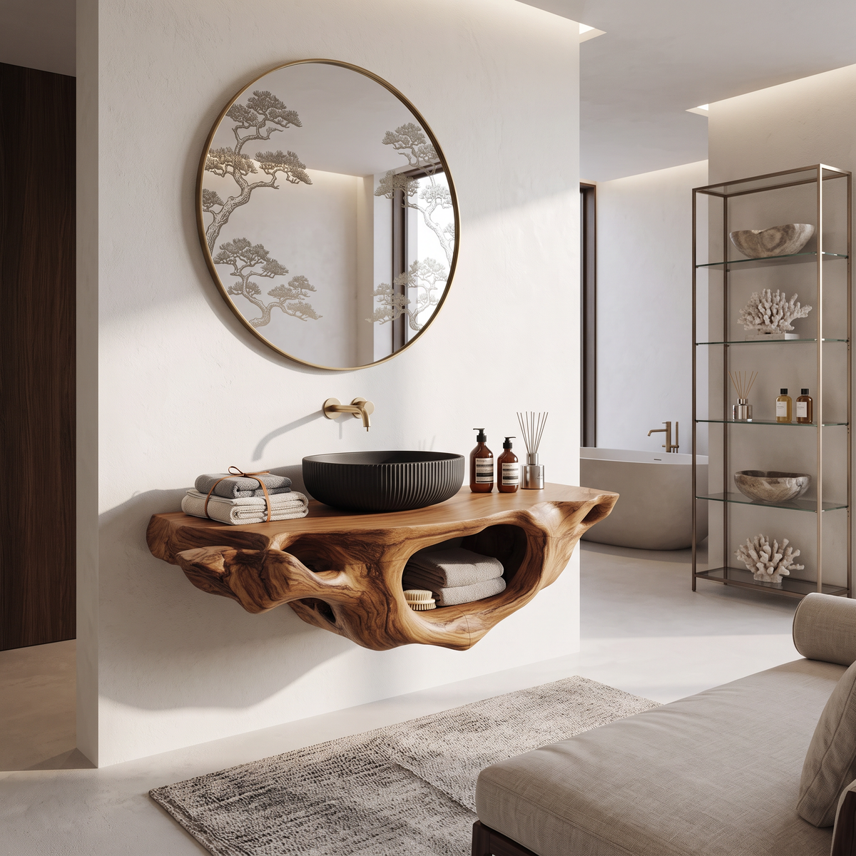 Farmhouse Live Edge Vanity For Bathroom Decor Ideas