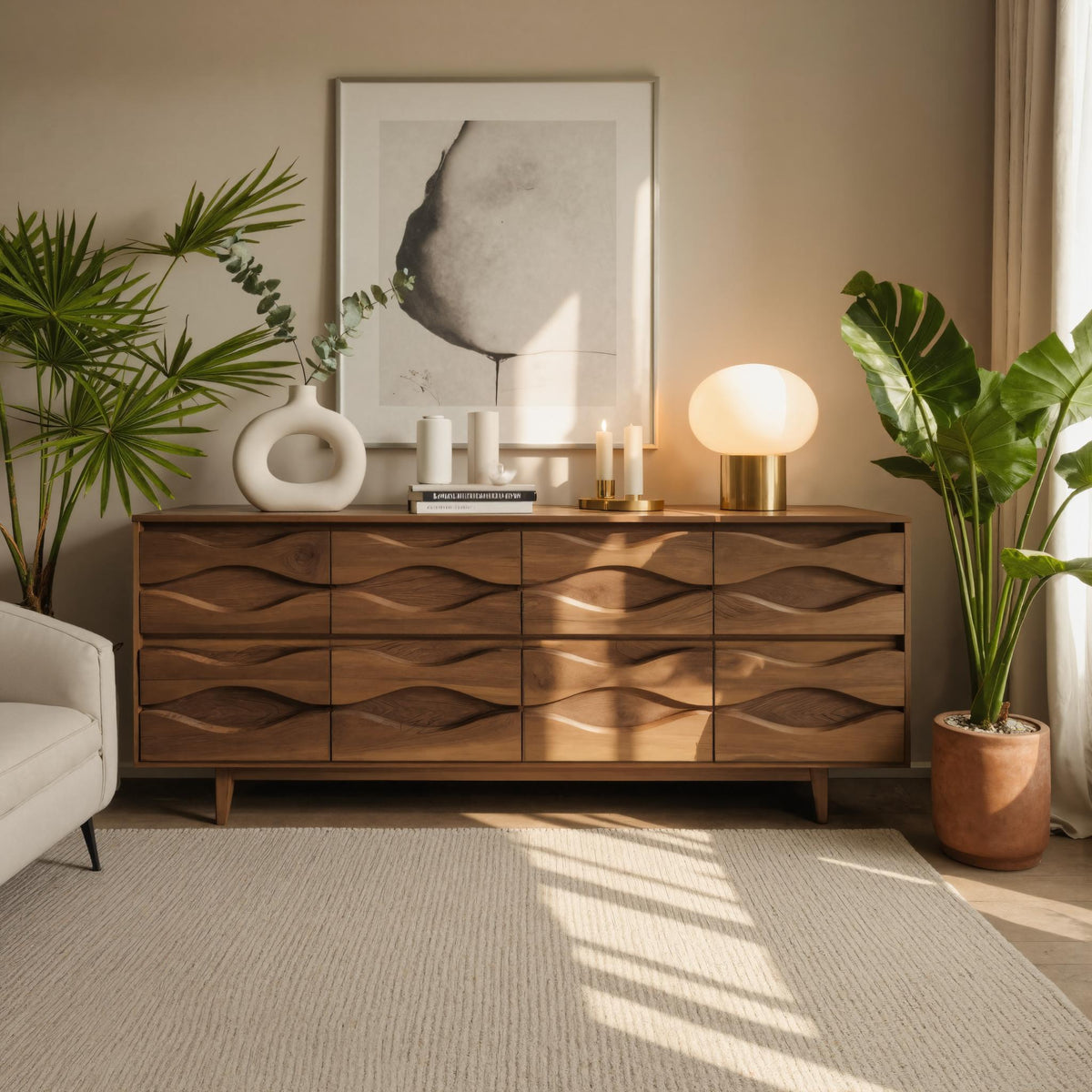 Modern Wave Dresser For Bedroom Or Living Room