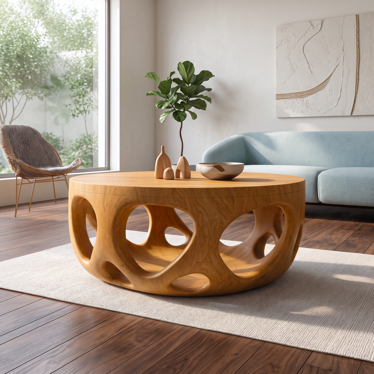 Artisan Coffee Table Natural Wood Farmhouse Gift