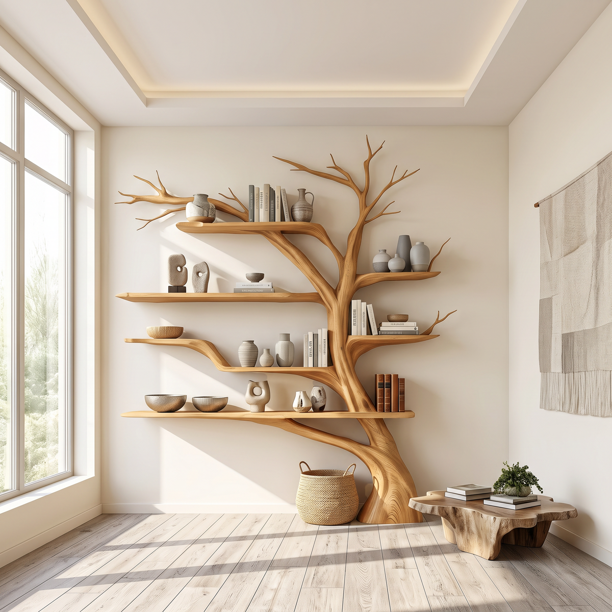 Rustic Book Tree Shelf Home Office
