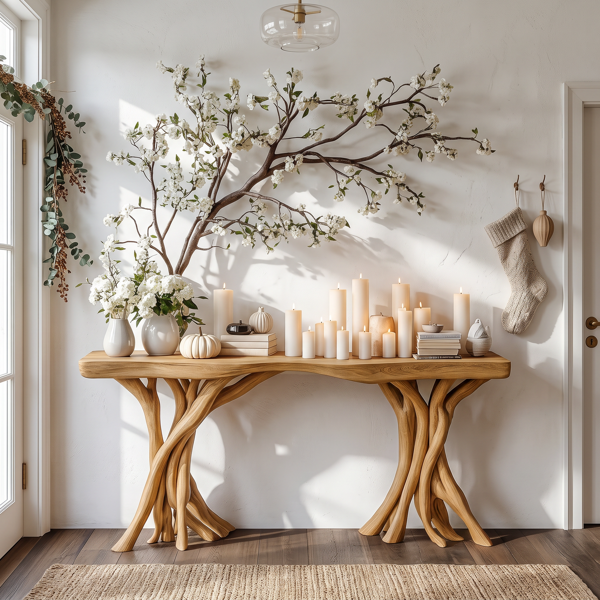 Driftwood Console Table Organic Wood Rustic Art Gift