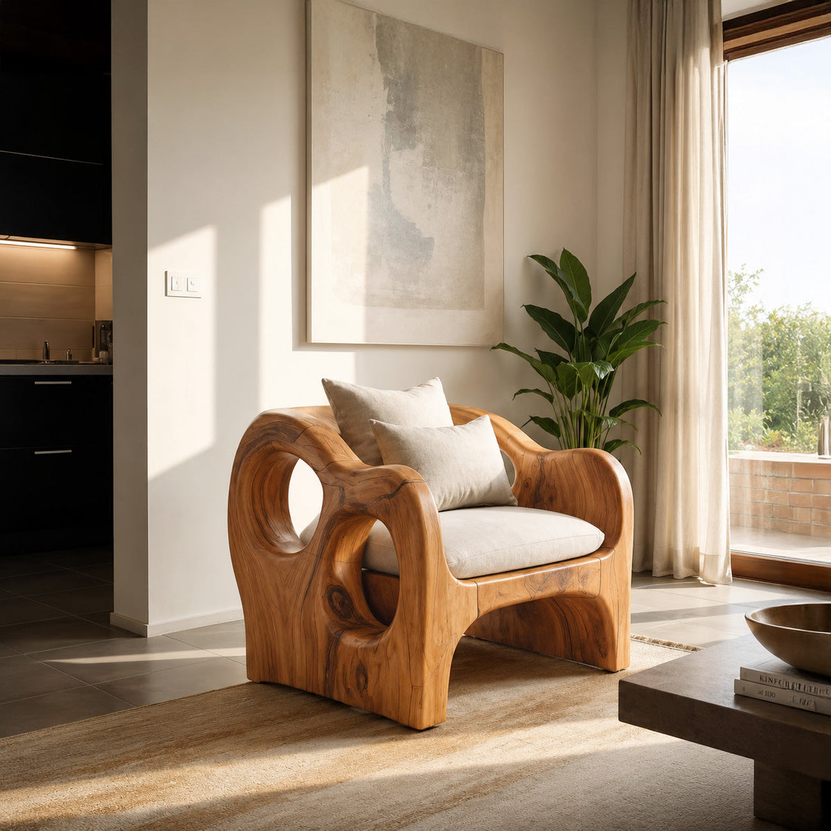 Artistic Sculpted Armchair For Living Room Or Lounge