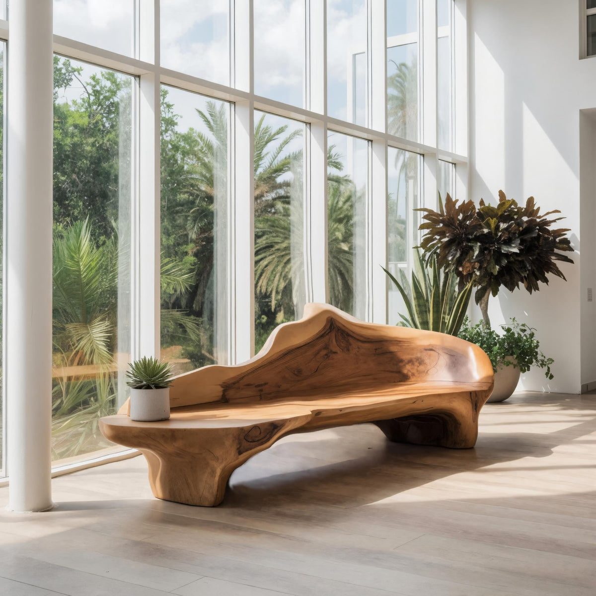 Sculptural Bench With Organic Design For Living Room