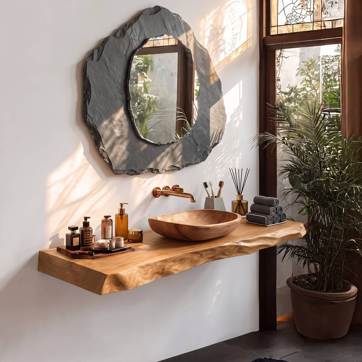 Mid Century Bathroom Vanity With Modern Wood Finish