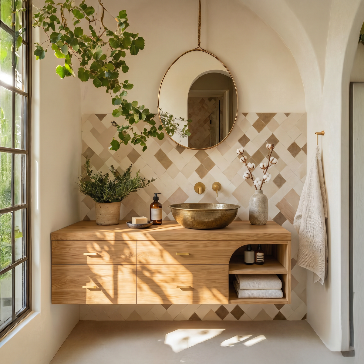 Farmhouse Bathroom Furniture With Floating Vanity