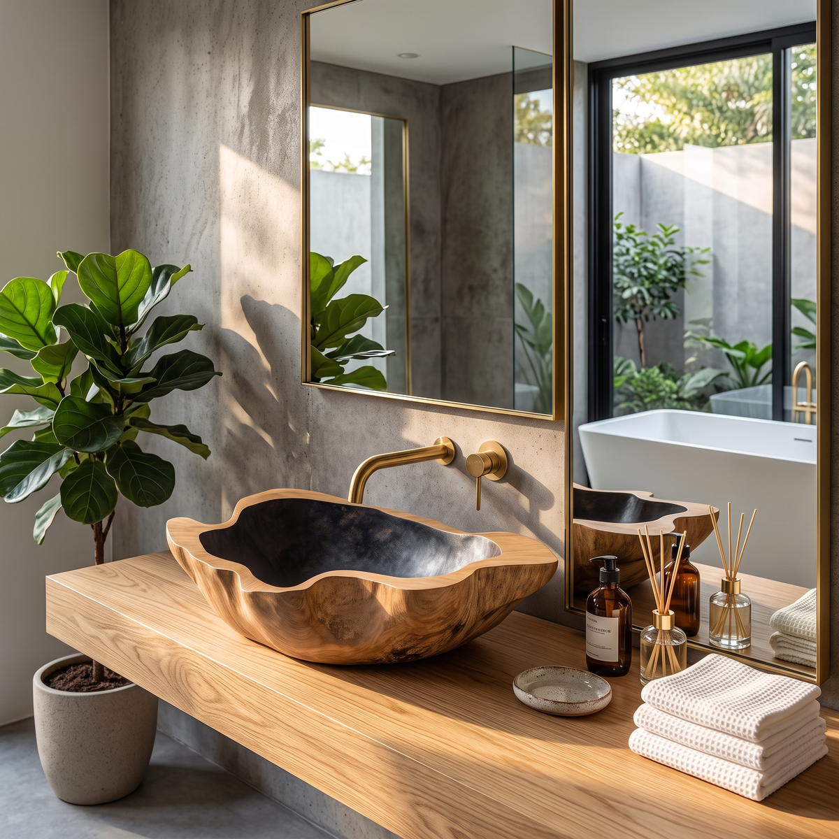 Wood Wash Basin Mid Century Style For Bathroom Upgrade