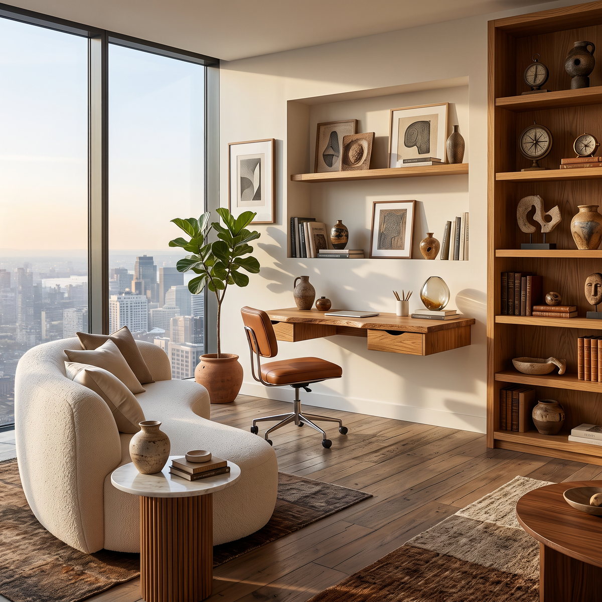 Modern Floating Desk With Drawers For Home Office