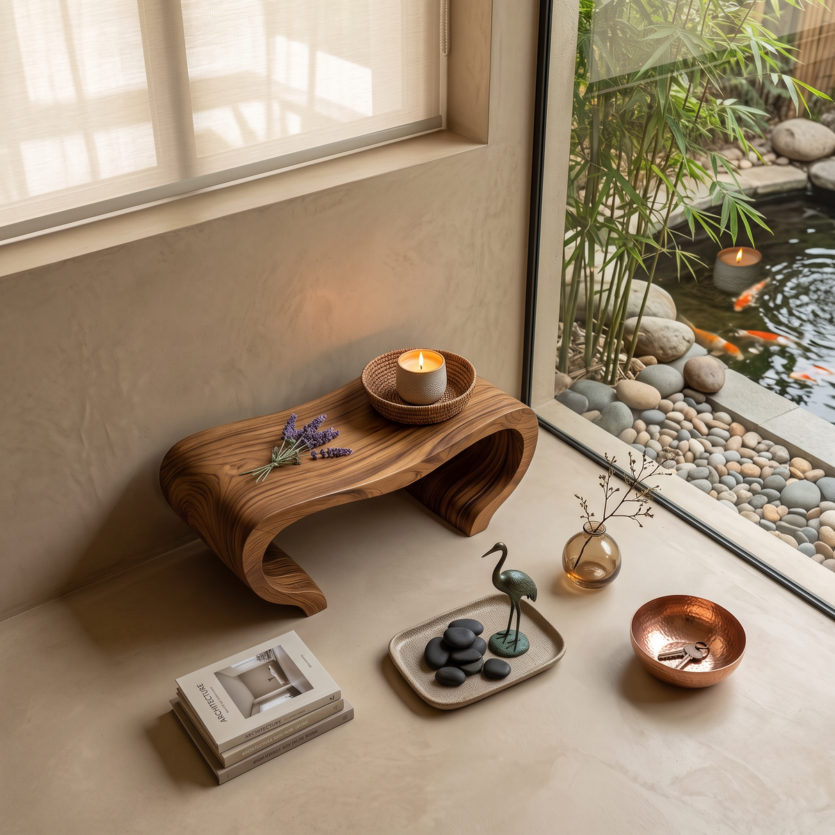 Modern Organic Shower Bench For Spa Decor Or Bathroom