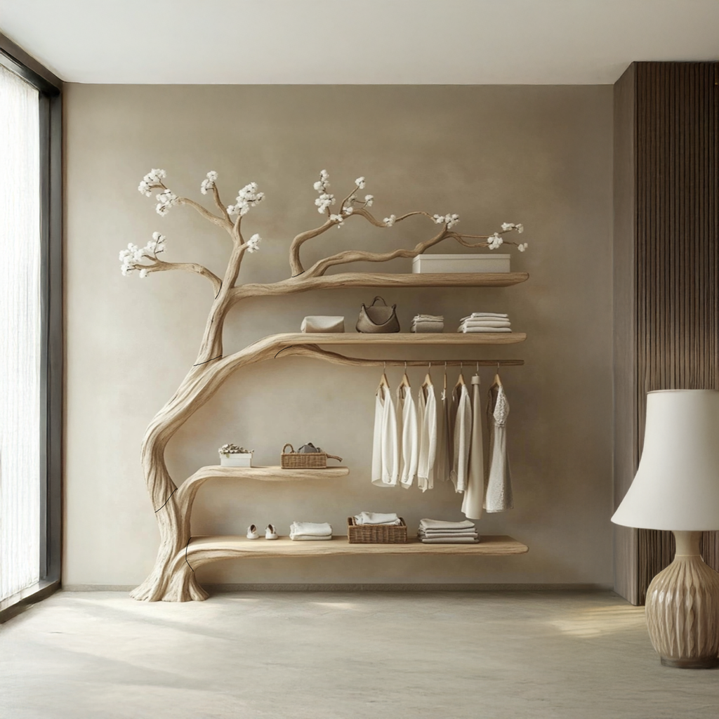 Wood Tree Branch Coat Rack Handcrafted