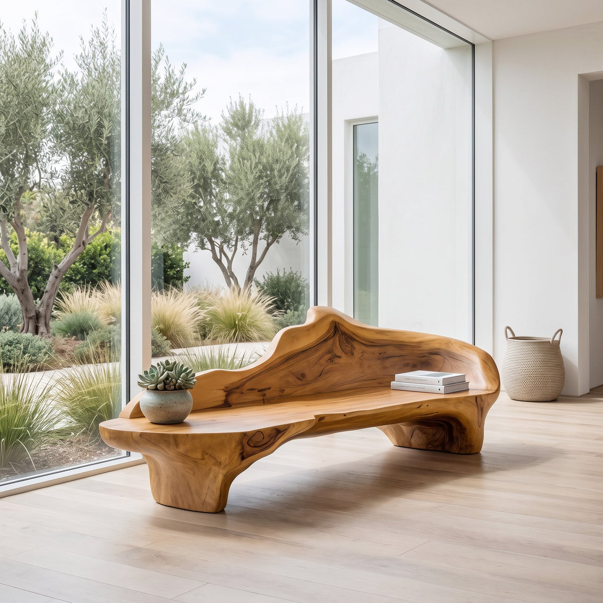 Sculptural Bench With Organic Design For Living Room