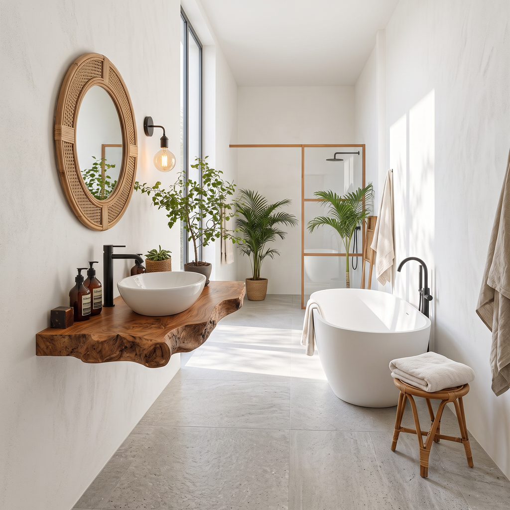 Wooden Floating Vanity With Live Edge For Bathroom