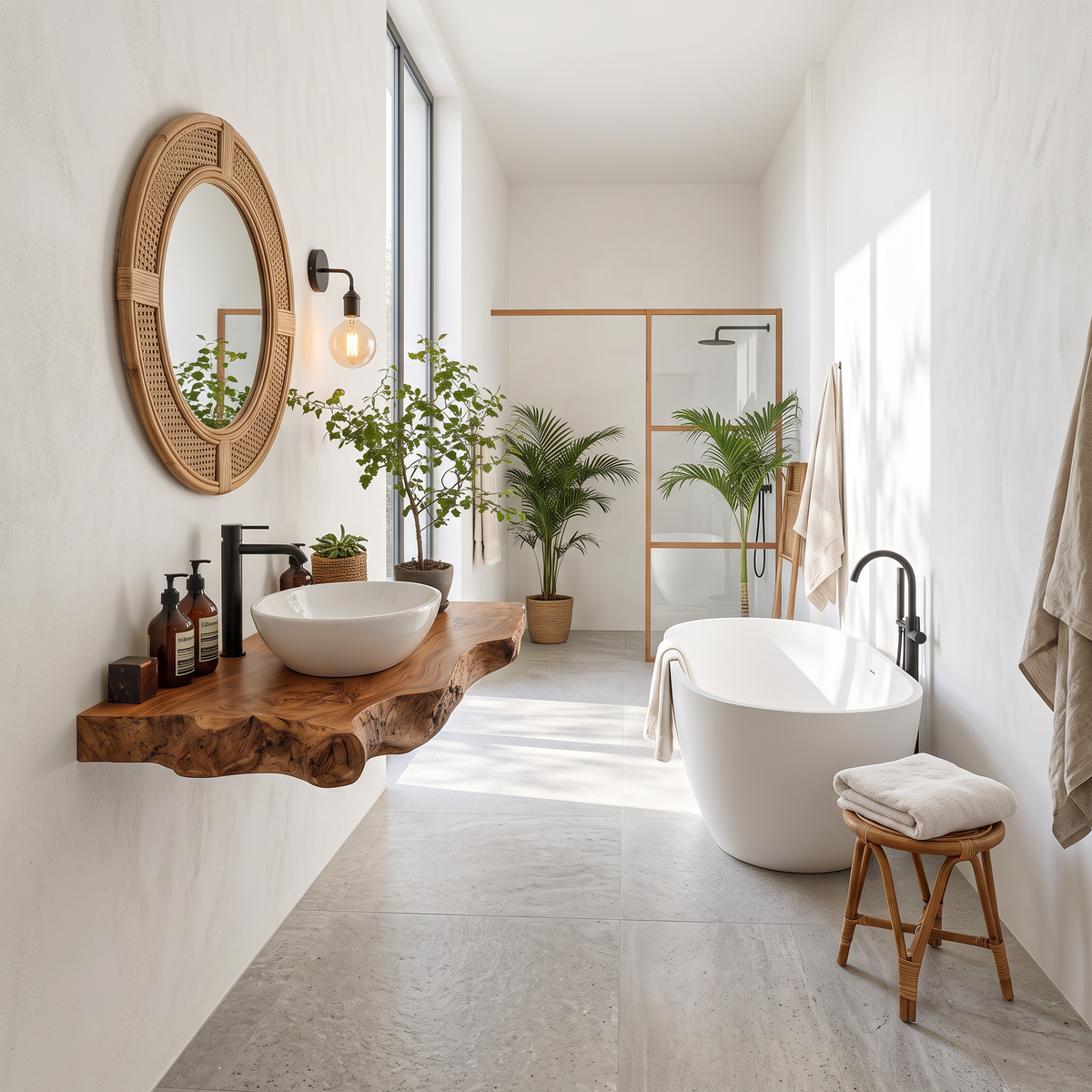 Wooden Floating Vanity With Live Edge For Bathroom
