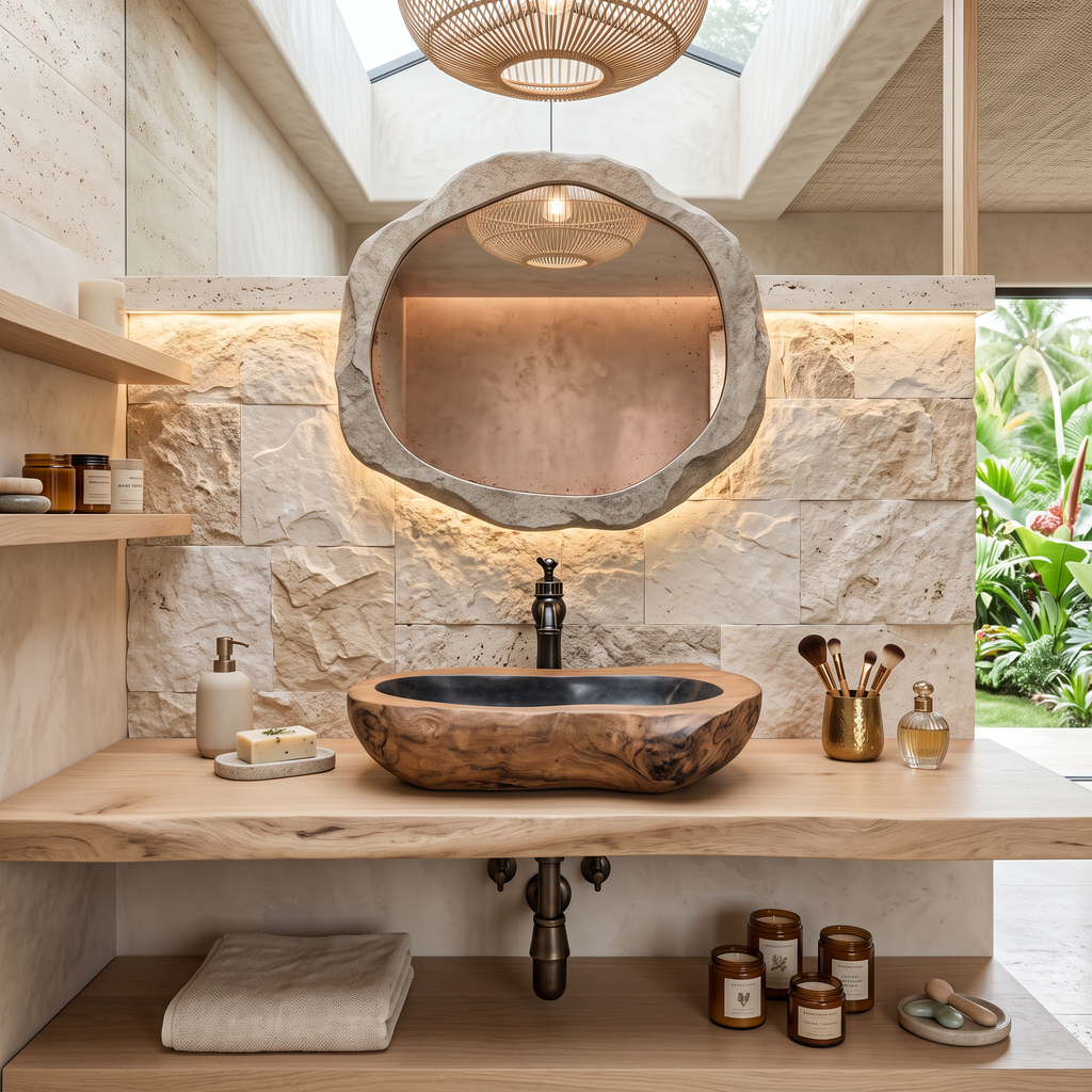 Rustic Farmhouse Solid Wood Sink For Bathroom Styling