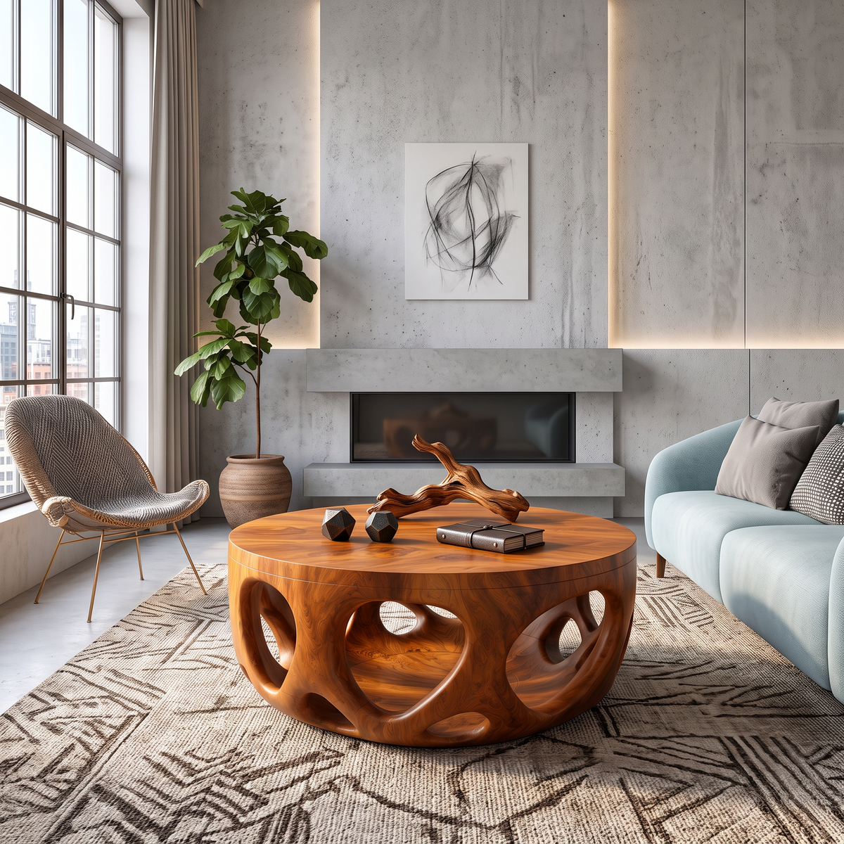 Artisan Coffee Table Natural Wood Farmhouse Gift