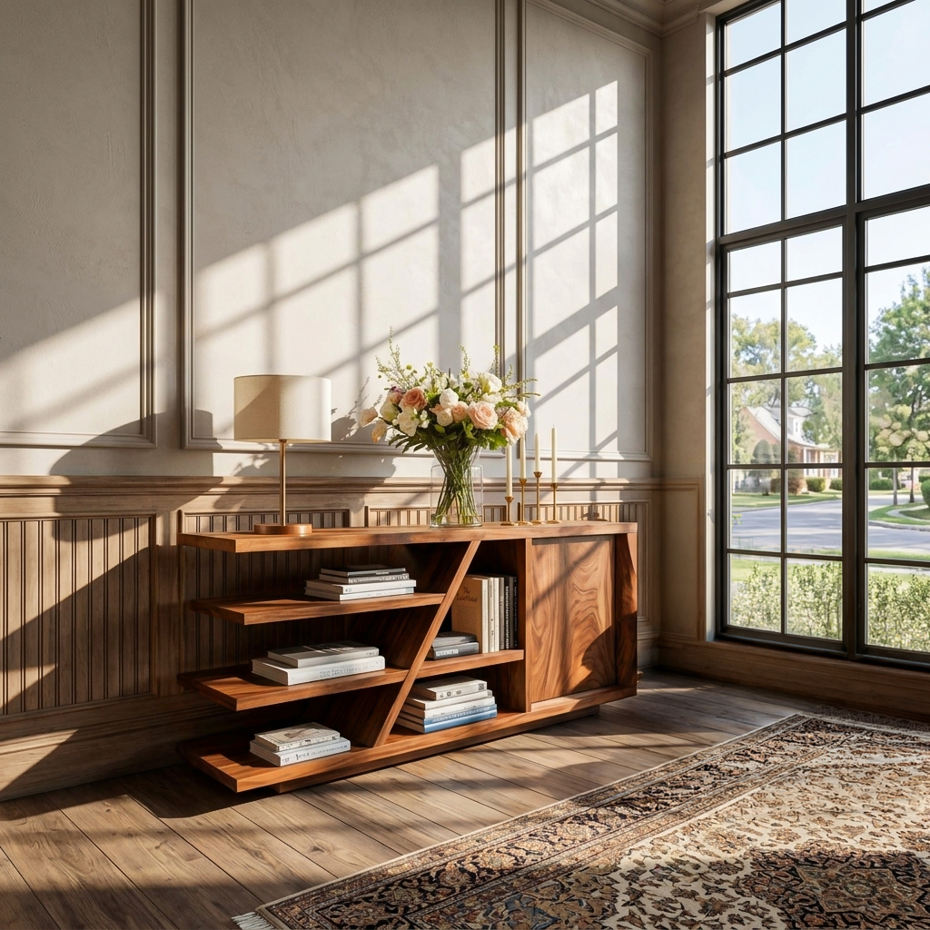 Modern Sideboard With Shelves And Cabinet For Living Room