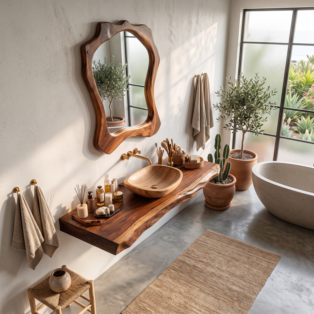 Mid Century Bathroom Vanity With Modern Wood Finish