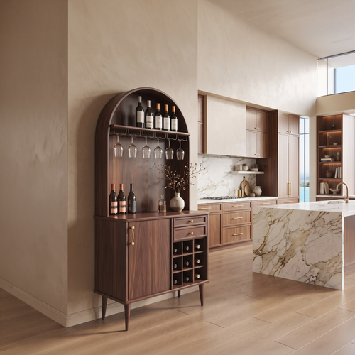 Classic Wine Cabinet With Storage For Dining Room