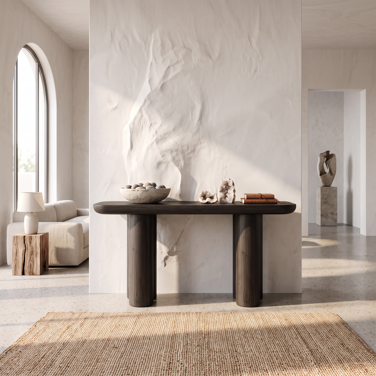 Midcentury Black Console Table Living Room