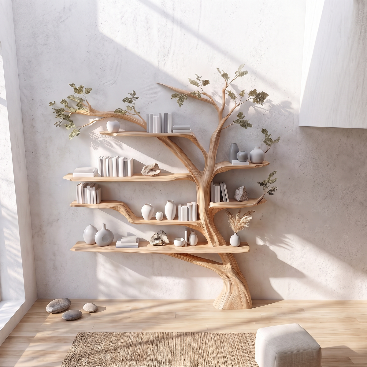 Rustic Book Tree Shelf Home Office