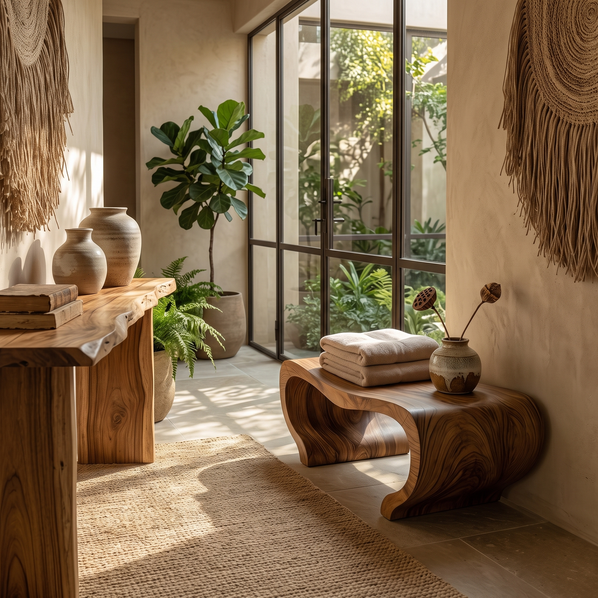 Modern Organic Shower Bench For Spa Decor Or Bathroom