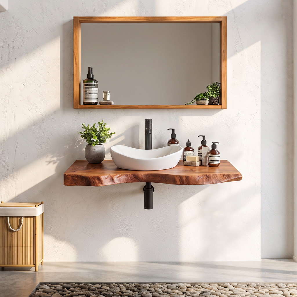 Mid Century Wooden Floating Vanity For Bathroom Decor