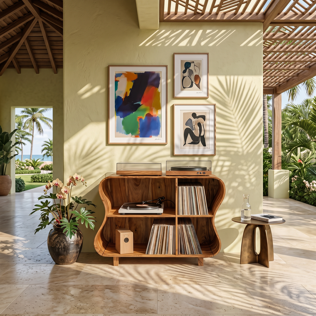 Rustic Wooden Vinyl Storage For Bedroom Display
