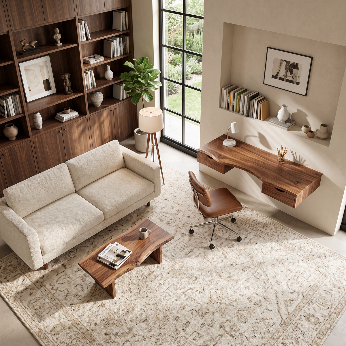 Modern Floating Desk With Drawers For Home Office