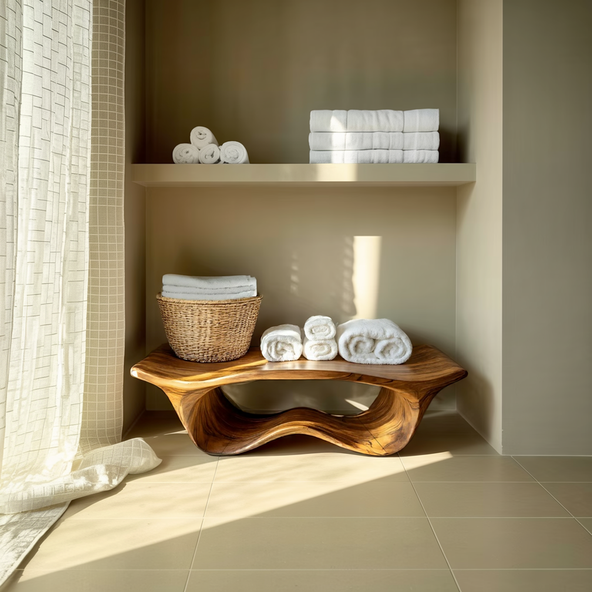 Organic Sculptural Shower Bench For Bathroom