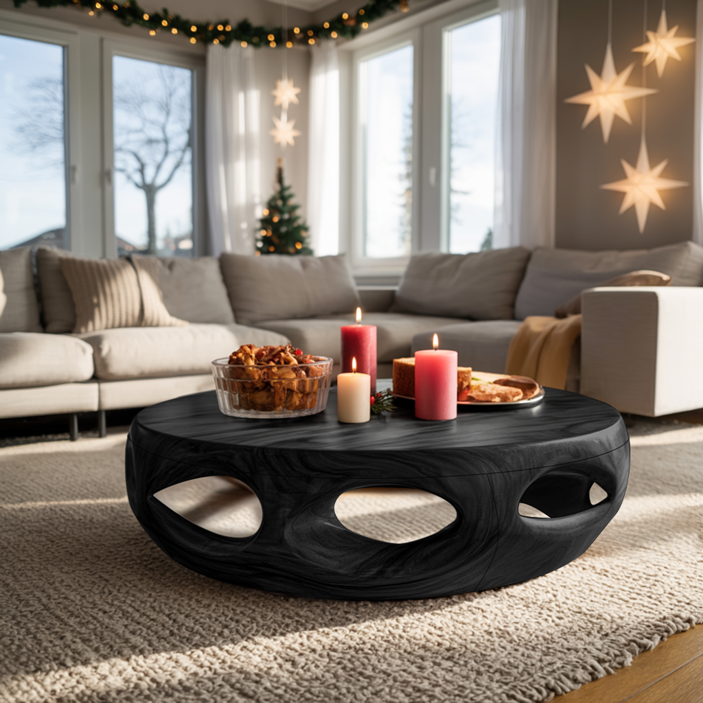 Rustic Solid Wood Low Coffee Table For Cozy Christmas Furniture