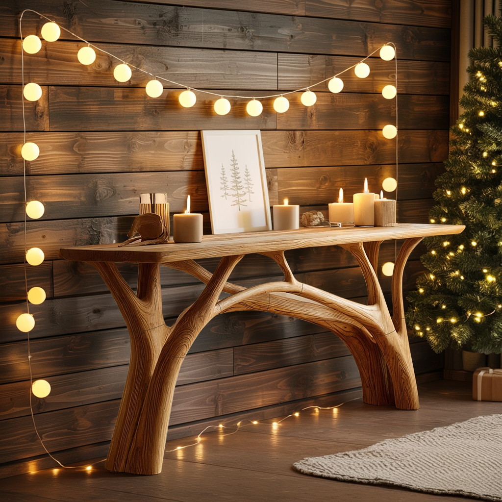 Handcrafted Wooden Live Edge Console Table For Holiday Furniture