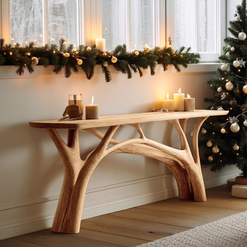 Handcrafted Wooden Live Edge Console Table For Holiday Furniture