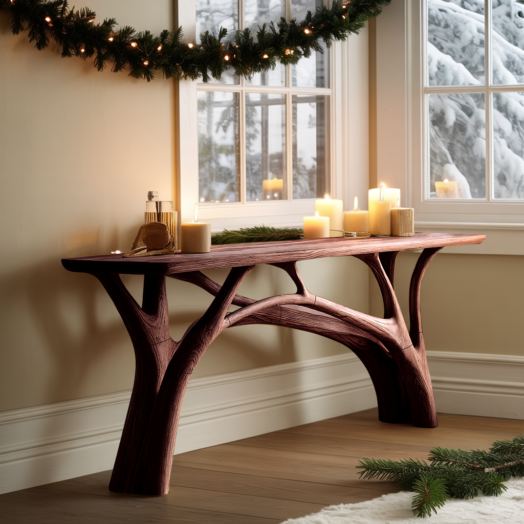 Handcrafted Wooden Live Edge Console Table For Holiday Furniture