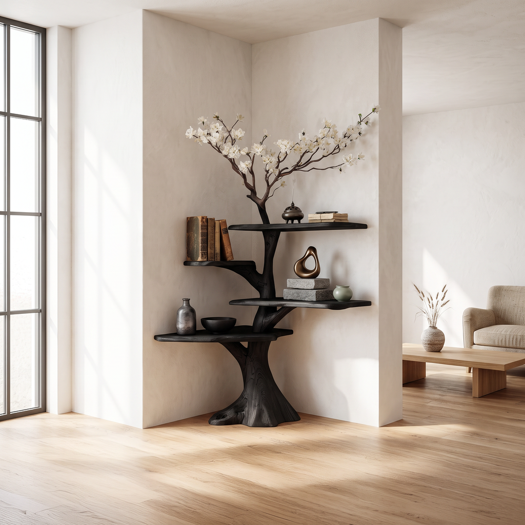 Midcentury Tree Bookshelf Corner Study Room