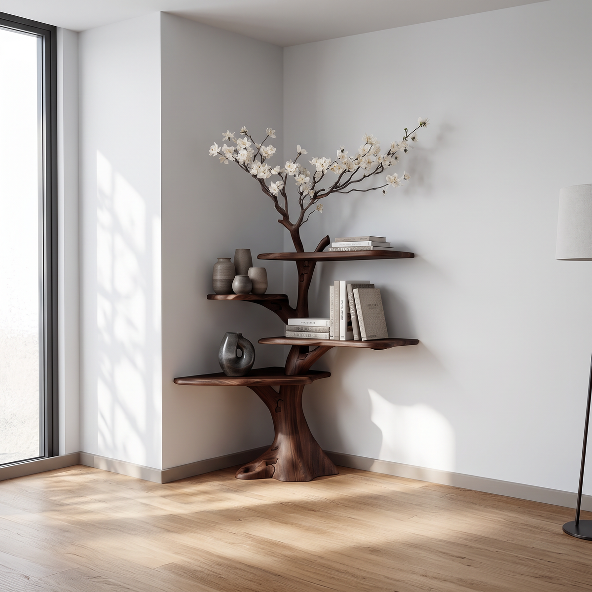 Midcentury Tree Bookshelf Corner Study Room