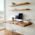 Rustic Interior Design Live Edge Floating Desk And Wall-Mounted Workstation For Home Office