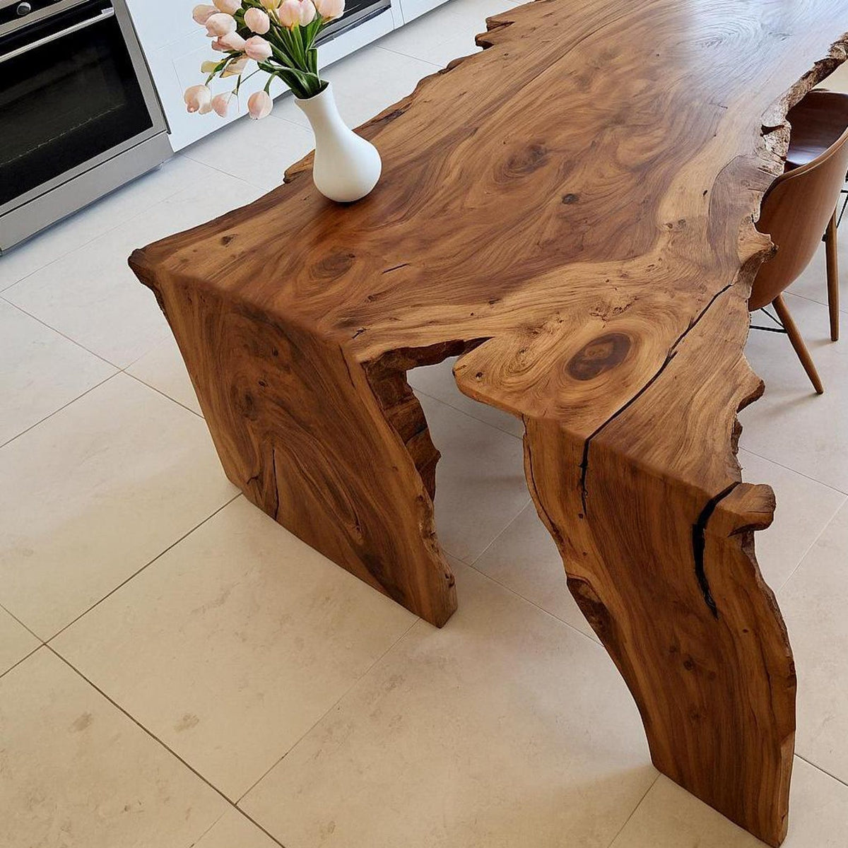 Solid Acacia Slab Table With Live Edge Unique And Versatile For Dining Areas