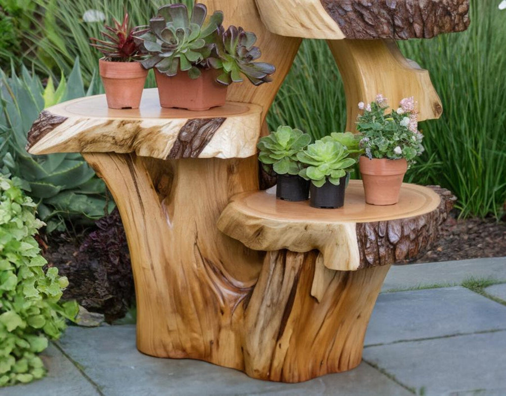 Rustic Multi Tier Plant Stand For Indoor And Outdoor Decor In Garden And Patio Spaces