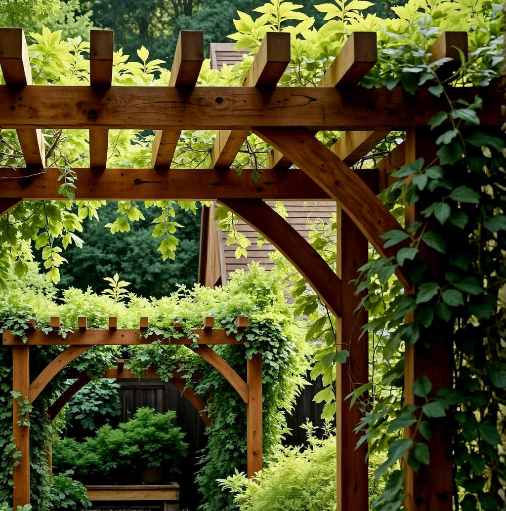 Rustic Handcrafted Pergola Garden Archway For Outdoor Patio And Yard Decor