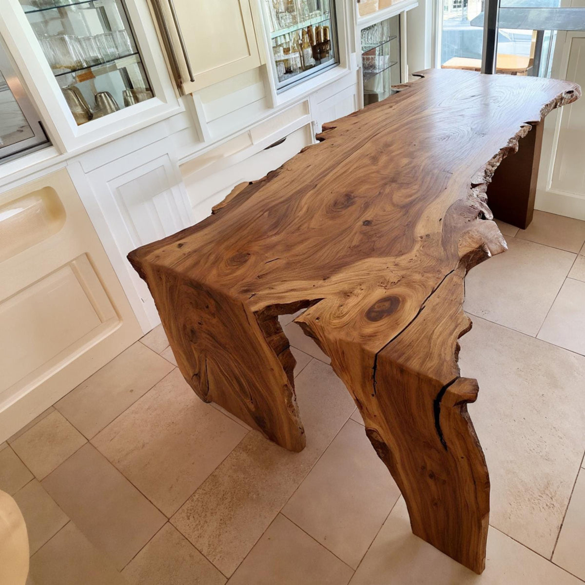 Solid Acacia Slab Table With Live Edge Unique And Versatile For Dining Areas