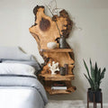 Rustic Live Edge Wood Shelf For Bedroom Decoration And Wooden Bookshelf Display