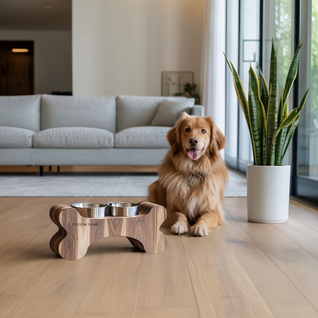 Farmhouse Wooden Dog Feeder For Food And Water