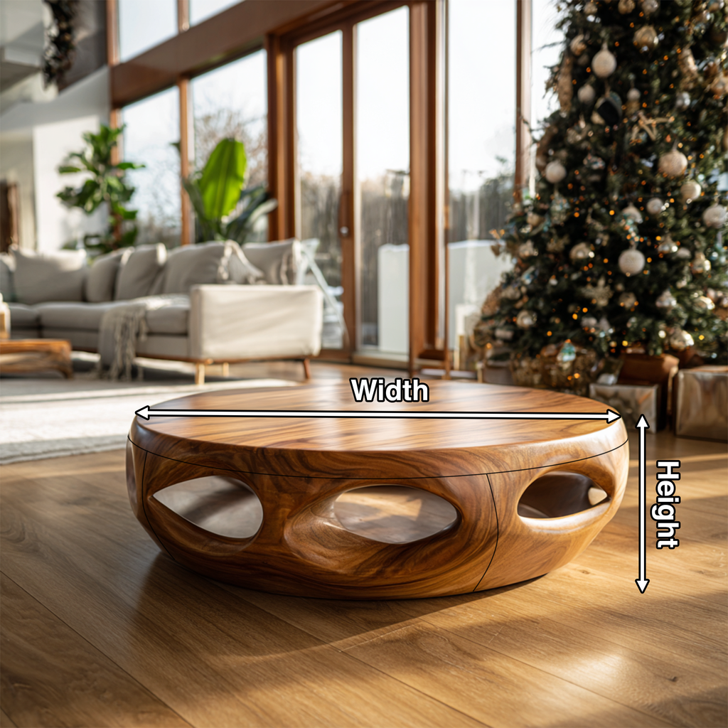 Rustic Solid Wood Low Coffee Table For Cozy Christmas Furniture