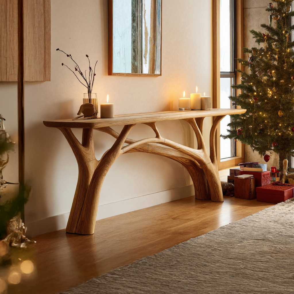 Handcrafted Wooden Live Edge Console Table For Holiday Furniture