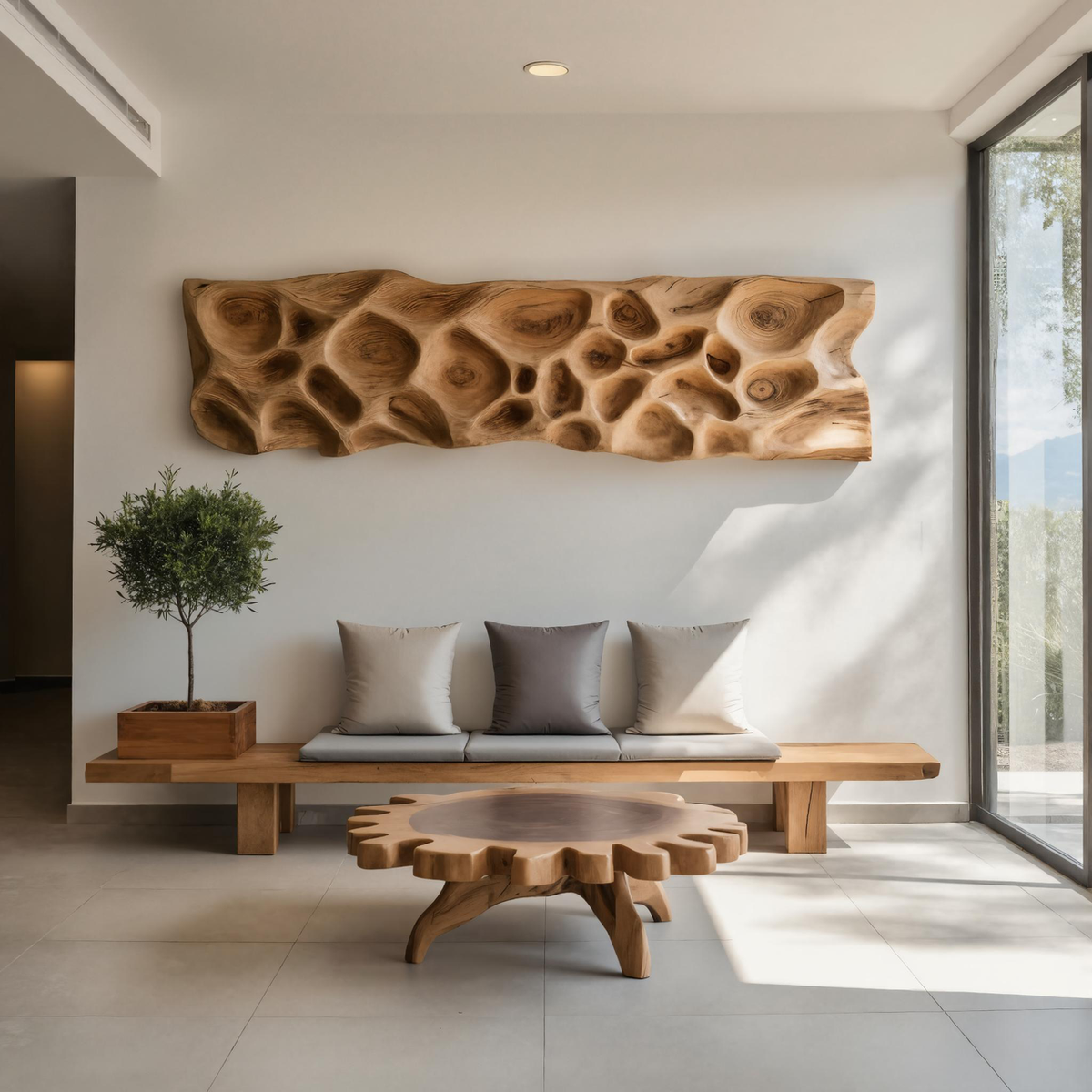 Artistic Carved Wall Art With Organic Texture For Entryway
