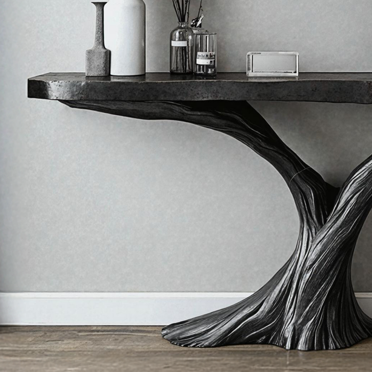Space Saving Wood Console Table For A Practical Entryway Solution