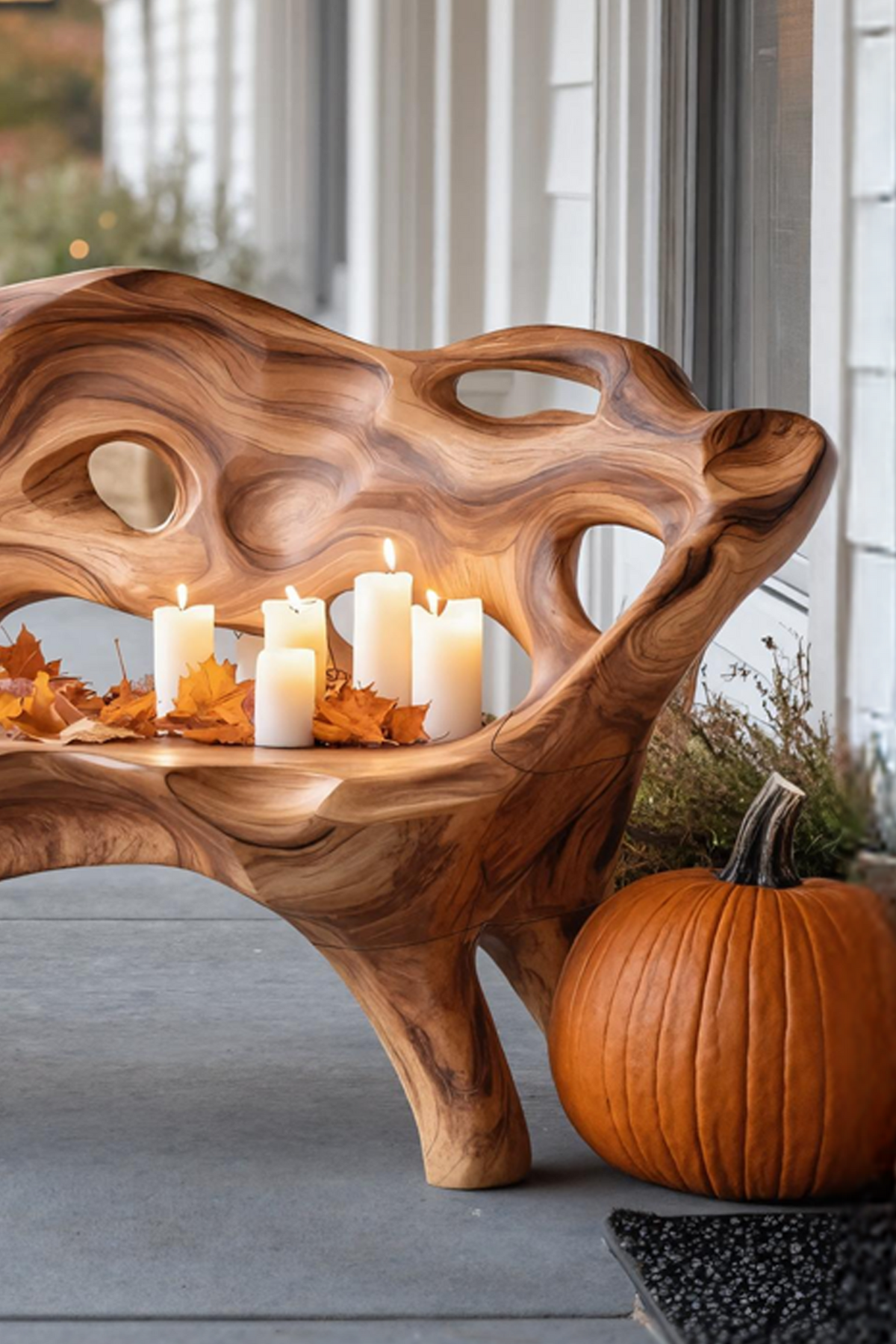 Rustic Live Edge Outdoor Bench For Patio And Outdoor Furniture