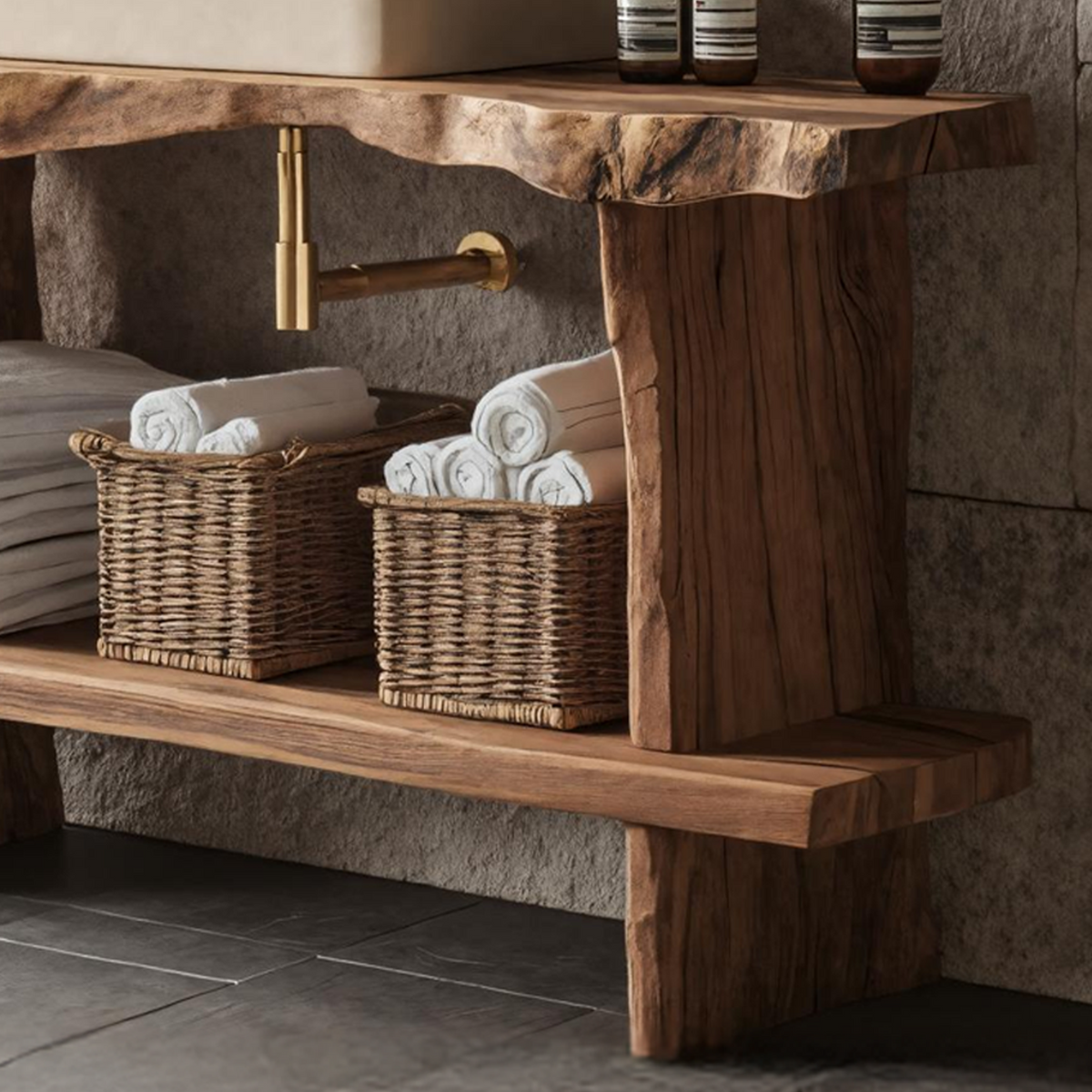 Bathroom Furniture Rustic Vanity With Live Edge Top