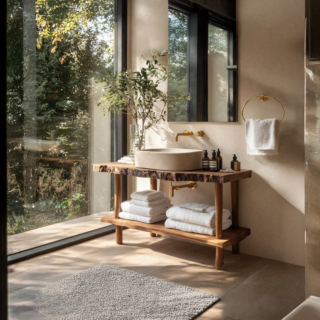 Mid Century Wooden Vanity For Bathroom Furniture Decor