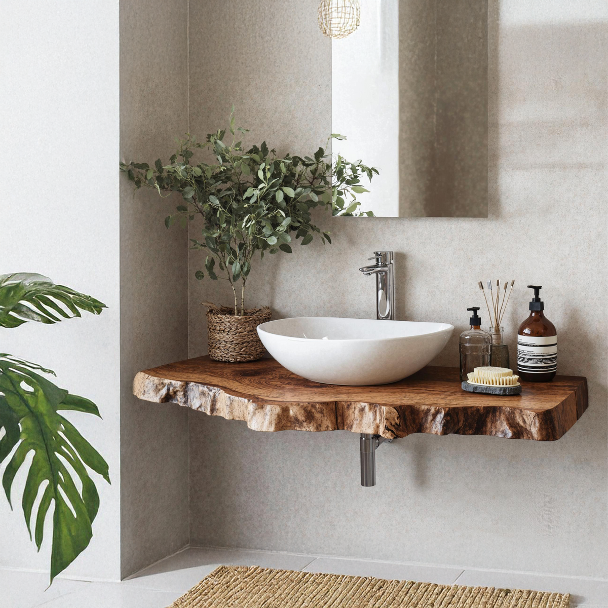 Wooden Floating Shelf For Bathroom Vanity