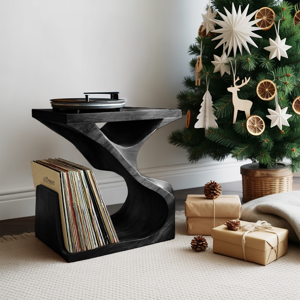 Modern Wooden Record Stand For Furniture Decor Holiday Gift
